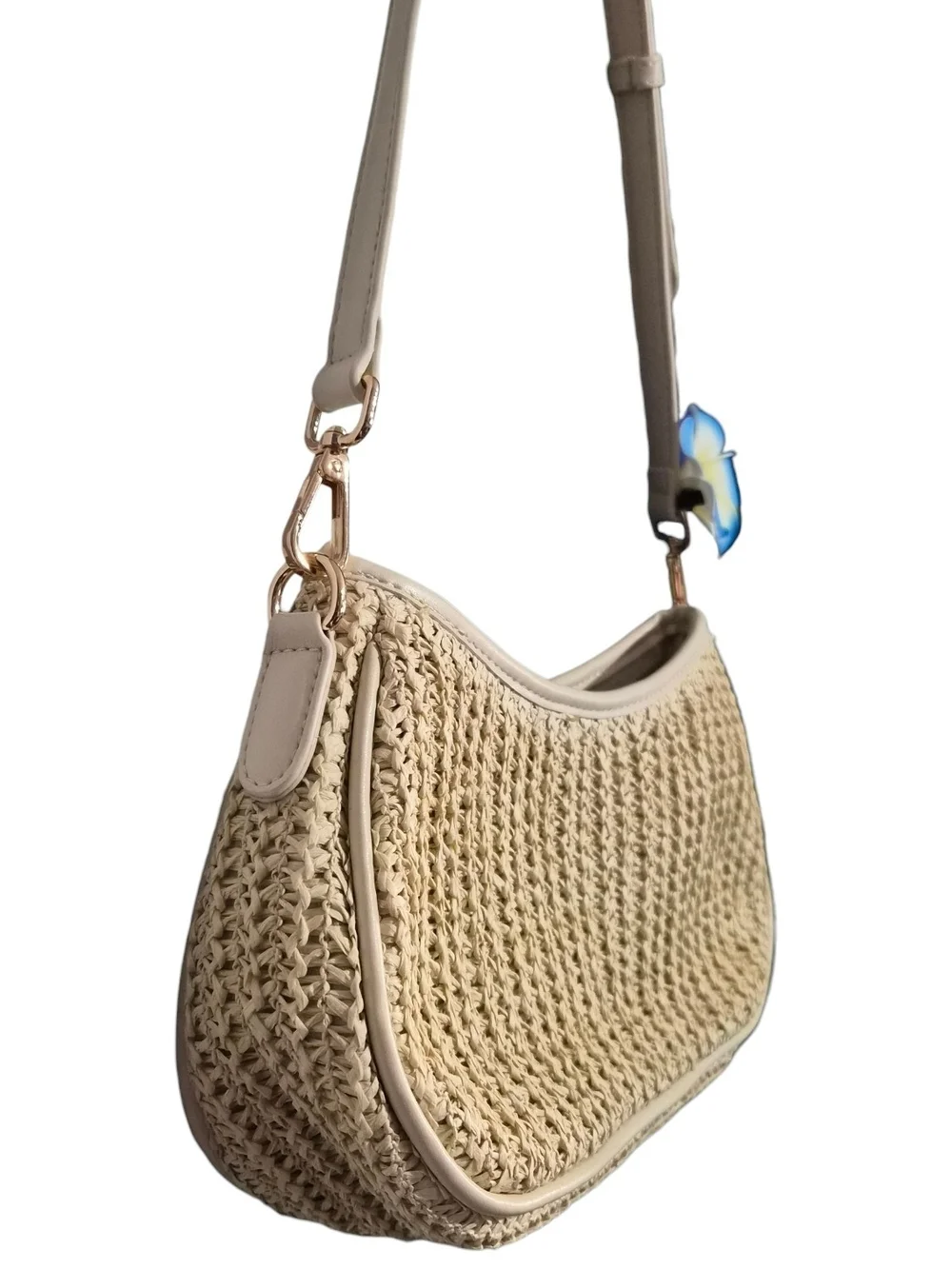 Y2K Beige Woven Raffia Straw Shoulder Purse Bag